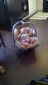 waiting patiently for mommy to finish paperwork